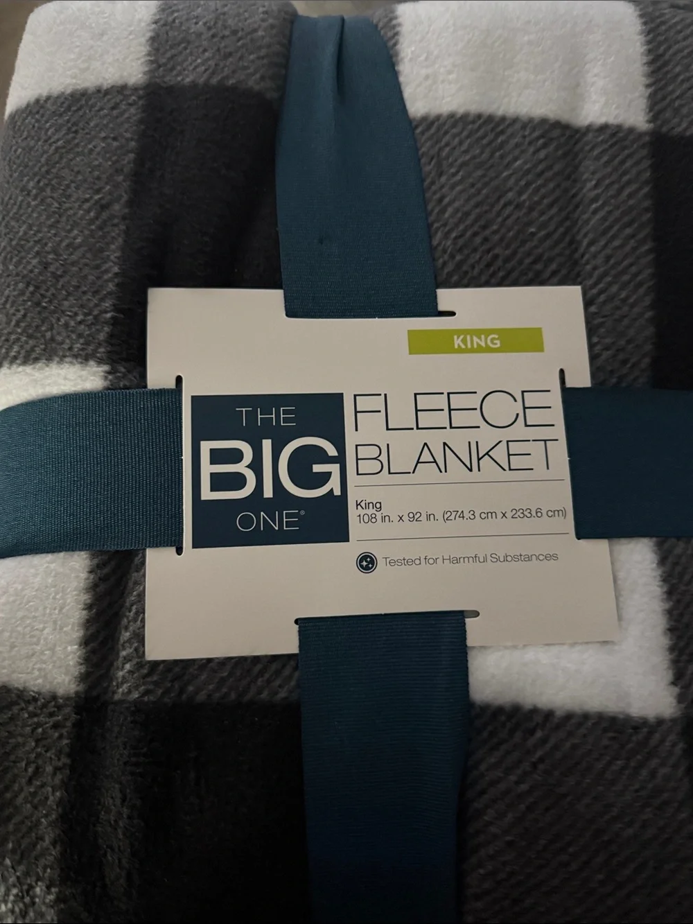 The Big One King Fleece Blanket - Gray and black White Buffalo Check